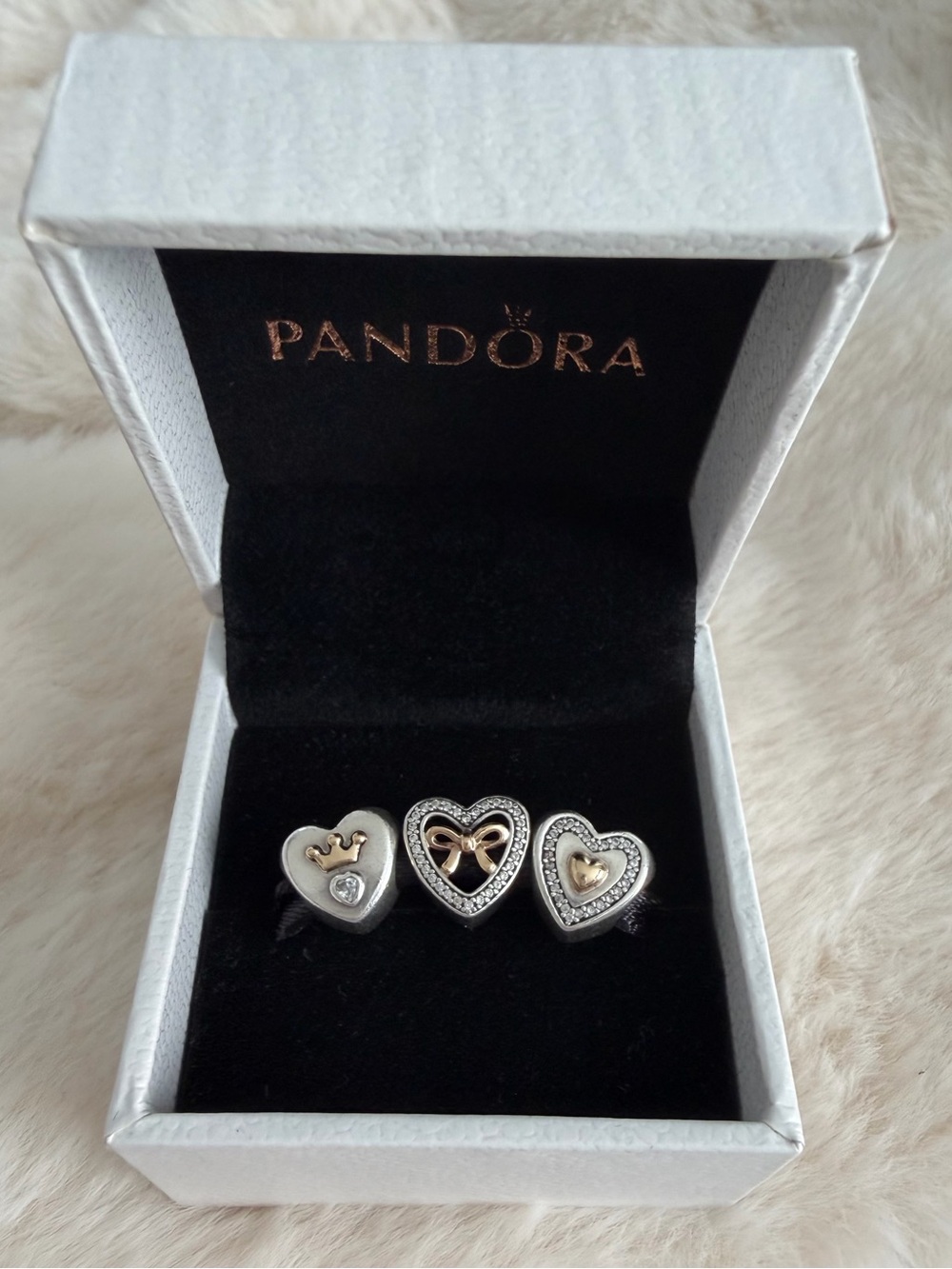 Pandora Two-Tone 14K Gold & Sterling Silver Hearts Charm Bundle